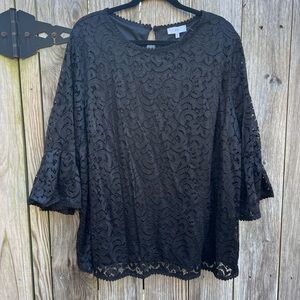 NAPEAN SEA RD Black Lace Overlay Knit Top Blouse NWT NEW Women’s 2X